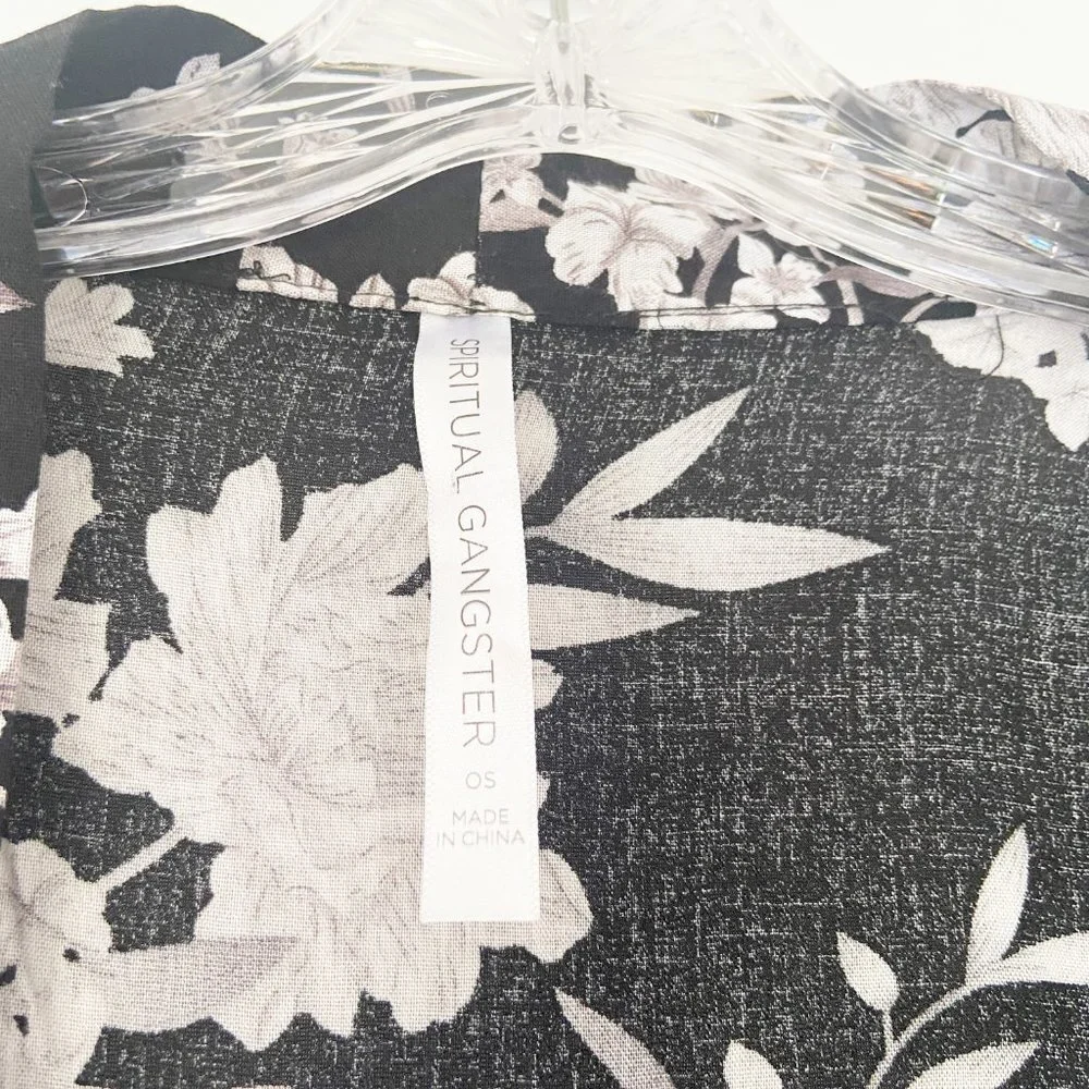 Spiritual Gangster Black Floral Maya Kimono - Picture 6 of 10